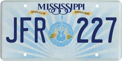 MS license plate JFR227