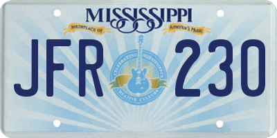 MS license plate JFR230
