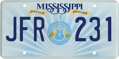 MS license plate JFR231