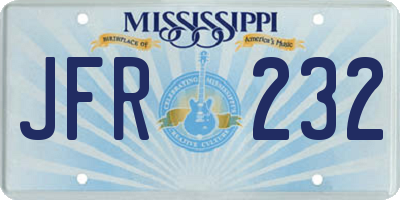 MS license plate JFR232