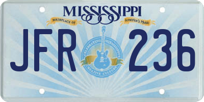 MS license plate JFR236