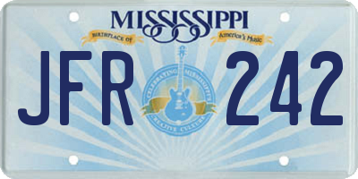 MS license plate JFR242