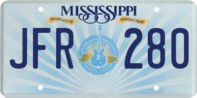 MS license plate JFR280
