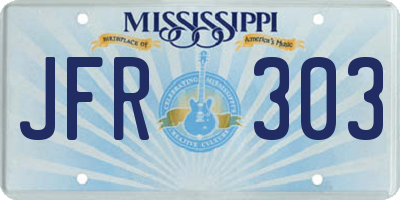 MS license plate JFR303