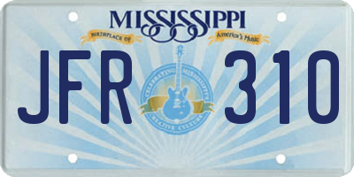 MS license plate JFR310