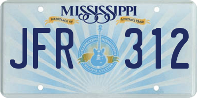 MS license plate JFR312