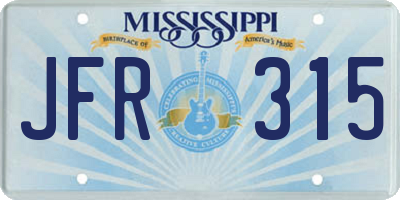 MS license plate JFR315