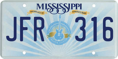 MS license plate JFR316