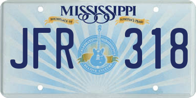 MS license plate JFR318