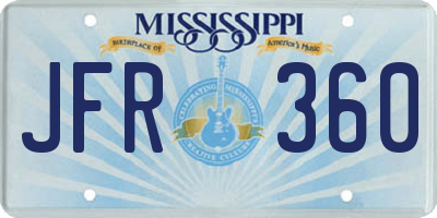 MS license plate JFR360