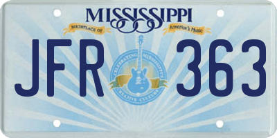 MS license plate JFR363
