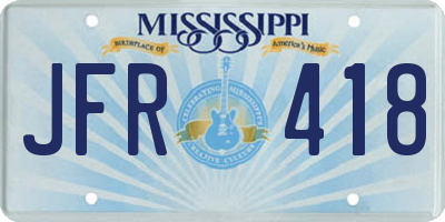 MS license plate JFR418