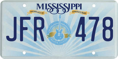 MS license plate JFR478
