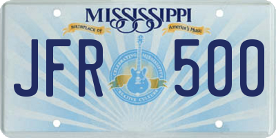 MS license plate JFR500