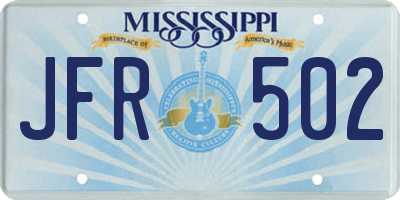 MS license plate JFR502