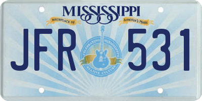 MS license plate JFR531