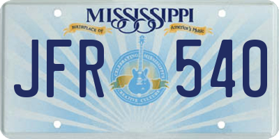 MS license plate JFR540