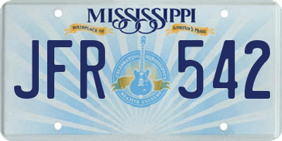 MS license plate JFR542