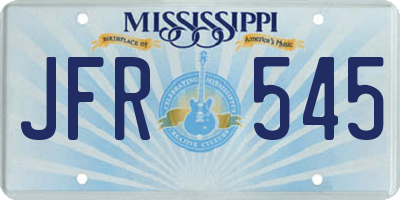 MS license plate JFR545