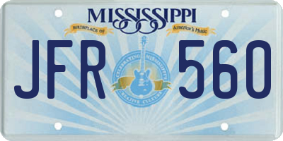 MS license plate JFR560