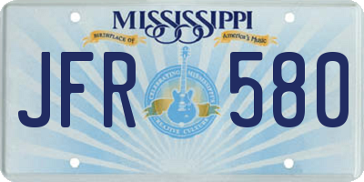 MS license plate JFR580