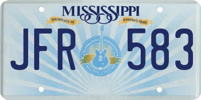 MS license plate JFR583