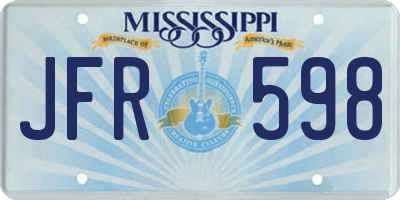 MS license plate JFR598