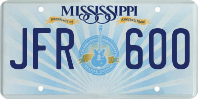 MS license plate JFR600