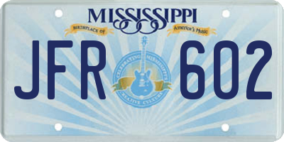MS license plate JFR602