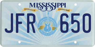 MS license plate JFR650