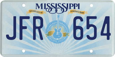 MS license plate JFR654