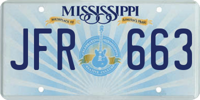 MS license plate JFR663