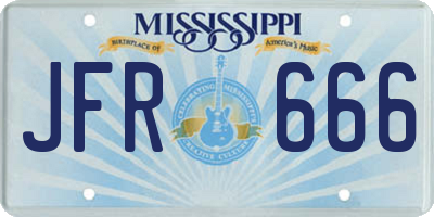 MS license plate JFR666