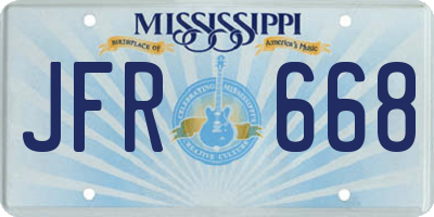 MS license plate JFR668