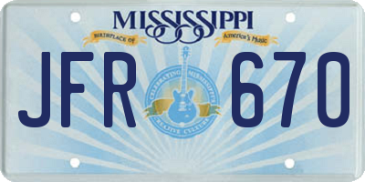MS license plate JFR670
