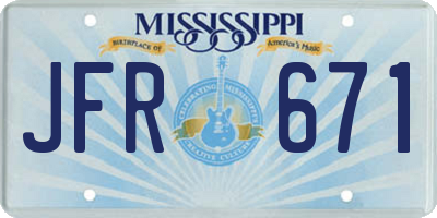 MS license plate JFR671
