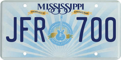 MS license plate JFR700
