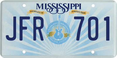MS license plate JFR701
