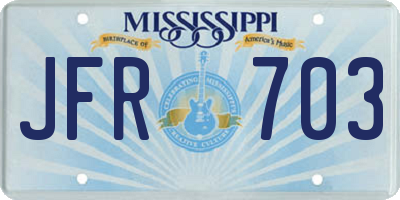 MS license plate JFR703