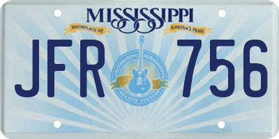 MS license plate JFR756