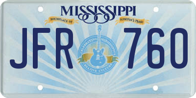 MS license plate JFR760
