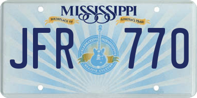 MS license plate JFR770