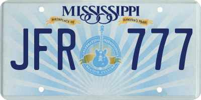 MS license plate JFR777