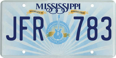 MS license plate JFR783