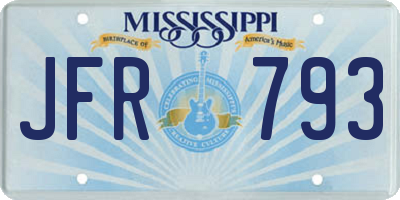 MS license plate JFR793