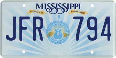 MS license plate JFR794