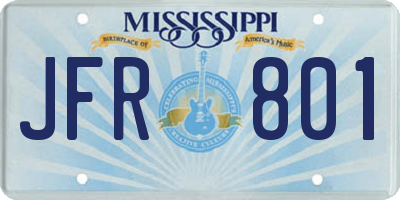 MS license plate JFR801