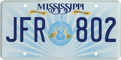 MS license plate JFR802