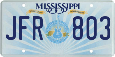 MS license plate JFR803