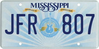 MS license plate JFR807